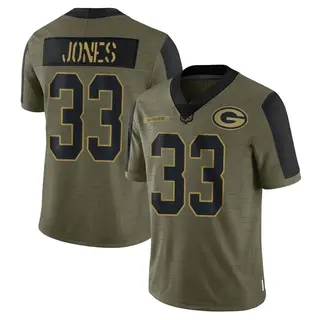 Aaron Jones Green Bay Packers Men's Limited 2021 Salute To Service Nike Jersey - Olive