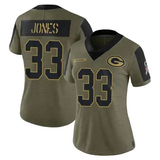 Aaron Jones Green Bay Packers Women's Limited 2021 Salute To Service Nike Jersey - Olive