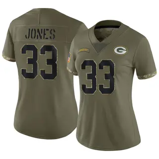 Aaron Jones Green Bay Packers Women's Limited 2022 Salute To Service Nike Jersey - Olive