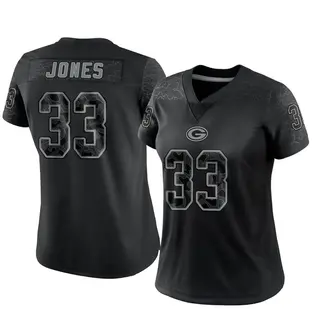 Aaron Jones Green Bay Packers Women's Limited Reflective Nike Jersey - Black