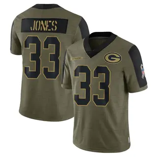 Aaron Jones Green Bay Packers Youth Limited 2021 Salute To Service Nike Jersey - Olive