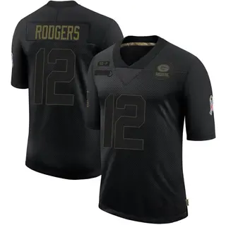 Aaron Rodgers Green Bay Packers Men's Limited 2020 Salute To Service Nike Jersey - Black