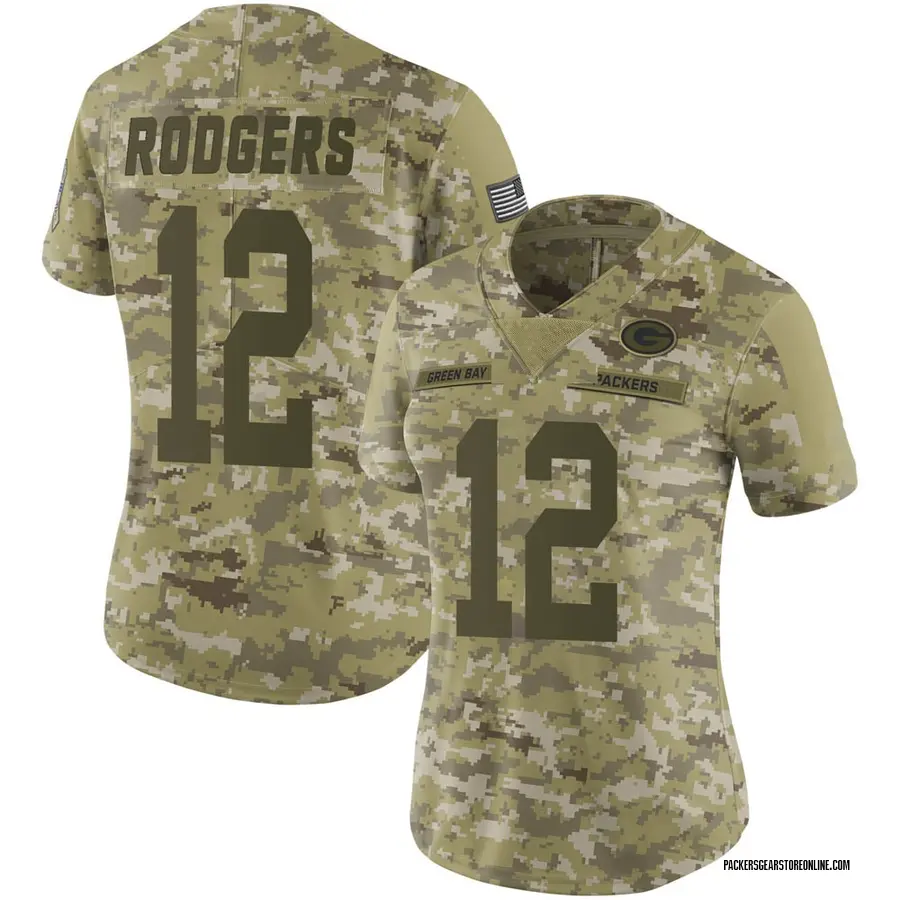 Aaron Rodgers Green Bay Packers Women's Limited 2018 Salute to Service Jersey - Camo
