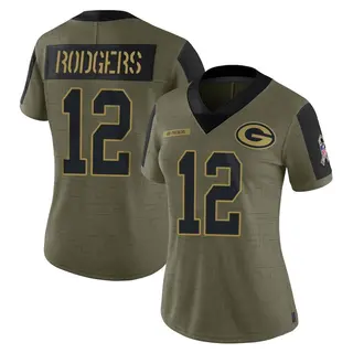 Aaron Rodgers Green Bay Packers Women's Limited 2021 Salute To Service Nike Jersey - Olive