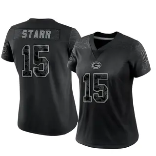 Bart Starr Green Bay Packers Women's Limited Reflective Nike Jersey - Black
