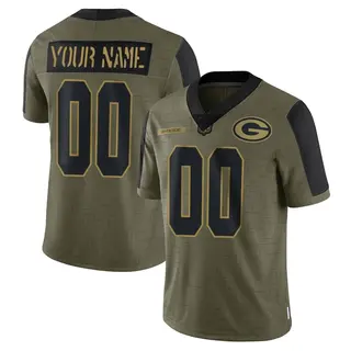 Custom Green Bay Packers Men's Limited Custom 2021 Salute To Service Nike Jersey - Olive