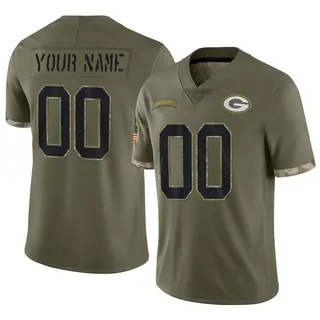 Custom Green Bay Packers Men's Limited Custom 2022 Salute To Service Nike Jersey - Olive