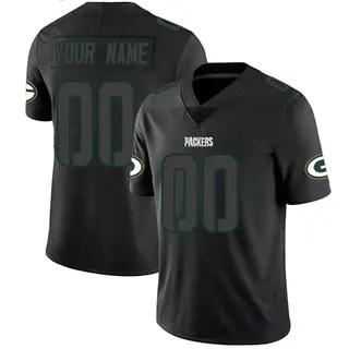 Custom Green Bay Packers Men's Limited Custom Nike Jersey - Black Impact