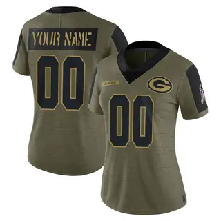 Custom Green Bay Packers Women's Limited Custom 2021 Salute To Service Nike Jersey - Olive