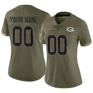 Custom Green Bay Packers Women's Limited Custom 2022 Salute To Service Nike Jersey - Olive