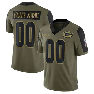 Custom Green Bay Packers Youth Limited Custom 2021 Salute To Service Nike Jersey - Olive