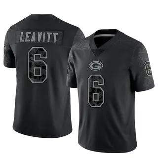 Dallin Leavitt Green Bay Packers Men's Limited Reflective Nike Jersey - Black