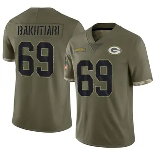 David Bakhtiari Green Bay Packers Men's Limited 2022 Salute To Service Nike Jersey - Olive