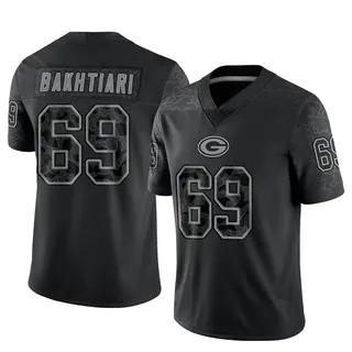 David Bakhtiari Green Bay Packers Men's Limited Reflective Nike Jersey - Black