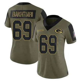 David Bakhtiari Green Bay Packers Women's Limited 2021 Salute To Service Nike Jersey - Olive
