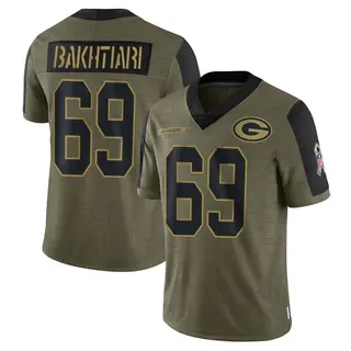 David Bakhtiari Green Bay Packers Youth Limited 2021 Salute To Service Nike Jersey - Olive