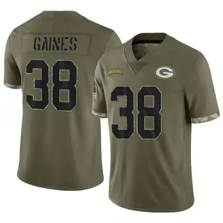 Innis Gaines Green Bay Packers Men's Limited 2022 Salute To Service Nike Jersey - Olive