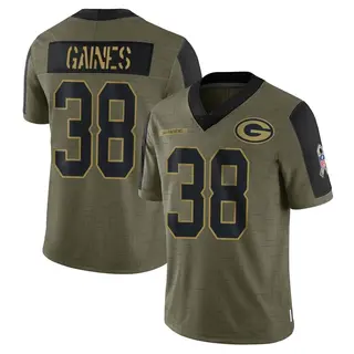 Innis Gaines Green Bay Packers Youth Limited 2021 Salute To Service Nike Jersey - Olive