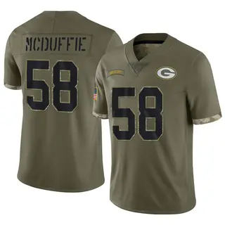 Isaiah McDuffie Green Bay Packers Men's Limited 2022 Salute To Service Nike Jersey - Olive