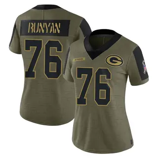 Jon Runyan Green Bay Packers Women's Limited 2021 Salute To Service Nike Jersey - Olive