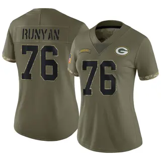 Jon Runyan Green Bay Packers Women's Limited 2022 Salute To Service Nike Jersey - Olive