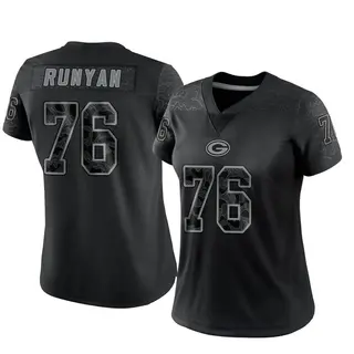 Jon Runyan Green Bay Packers Women's Limited Reflective Nike Jersey - Black