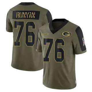 Jon Runyan Green Bay Packers Youth Limited 2021 Salute To Service Nike Jersey - Olive