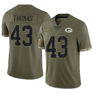 Kiondre Thomas Green Bay Packers Men's Limited 2022 Salute To Service Nike Jersey - Olive