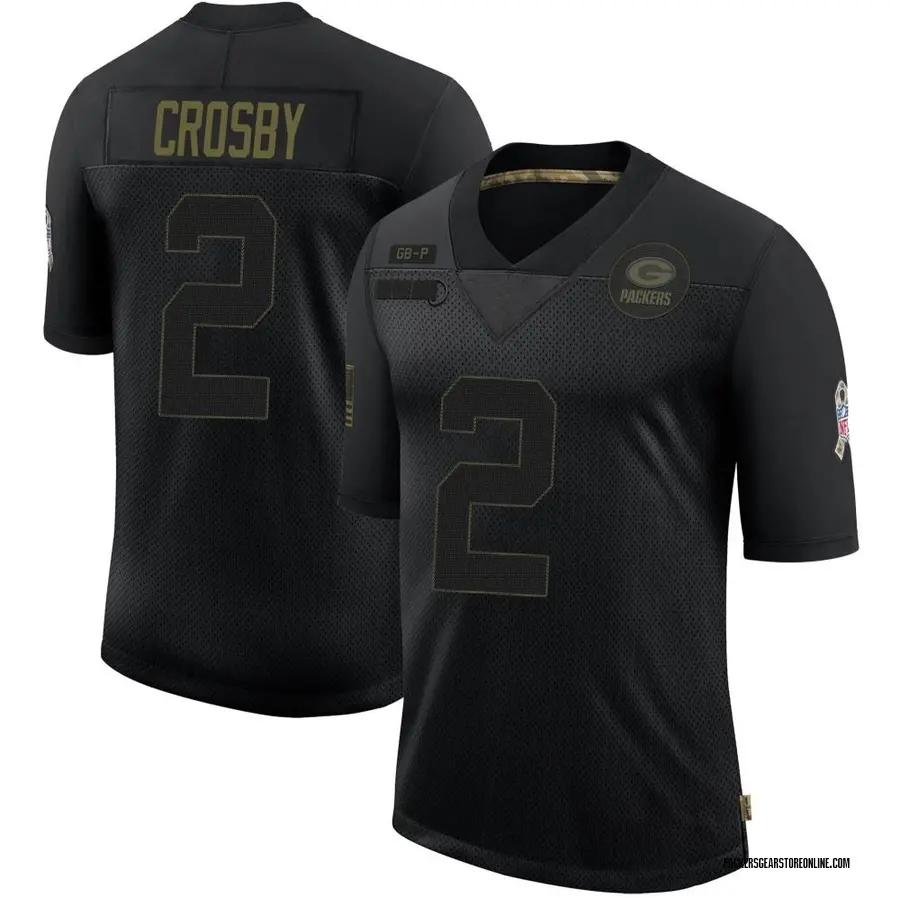 Mason Crosby Green Bay Packers Men's Limited 2020 Salute To Service Jersey - Black