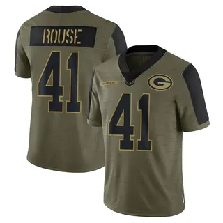 Nydair Rouse Green Bay Packers Men's Limited 2021 Salute To Service Nike Jersey - Olive