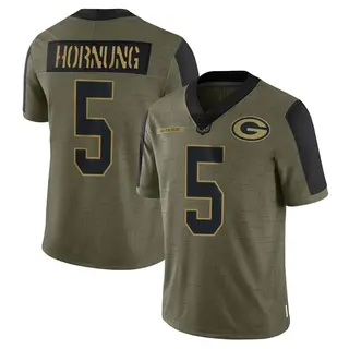 Paul Hornung Green Bay Packers Men's Limited 2021 Salute To Service Nike Jersey - Olive