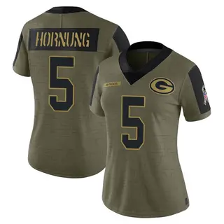 Paul Hornung Green Bay Packers Women's Limited 2021 Salute To Service Nike Jersey - Olive