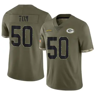 Zach Tom Green Bay Packers Youth Limited 2022 Salute To Service Nike Jersey - Olive